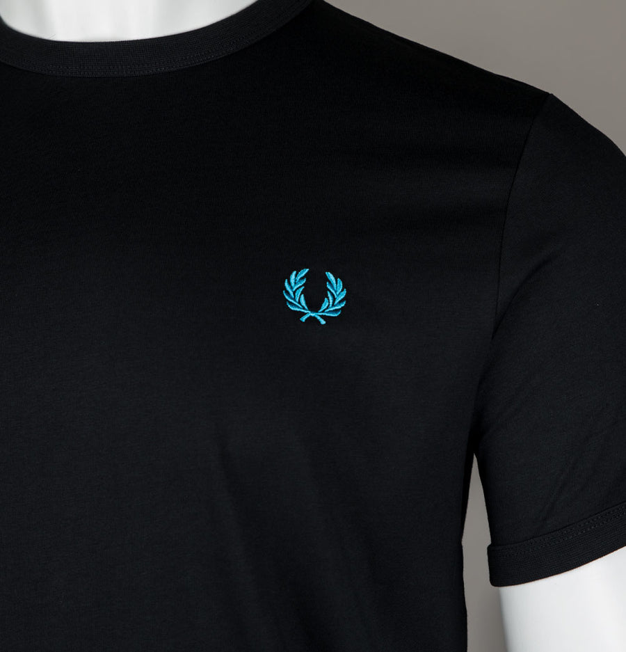 Fred Perry Ringer T-Shirt Black/Ocean