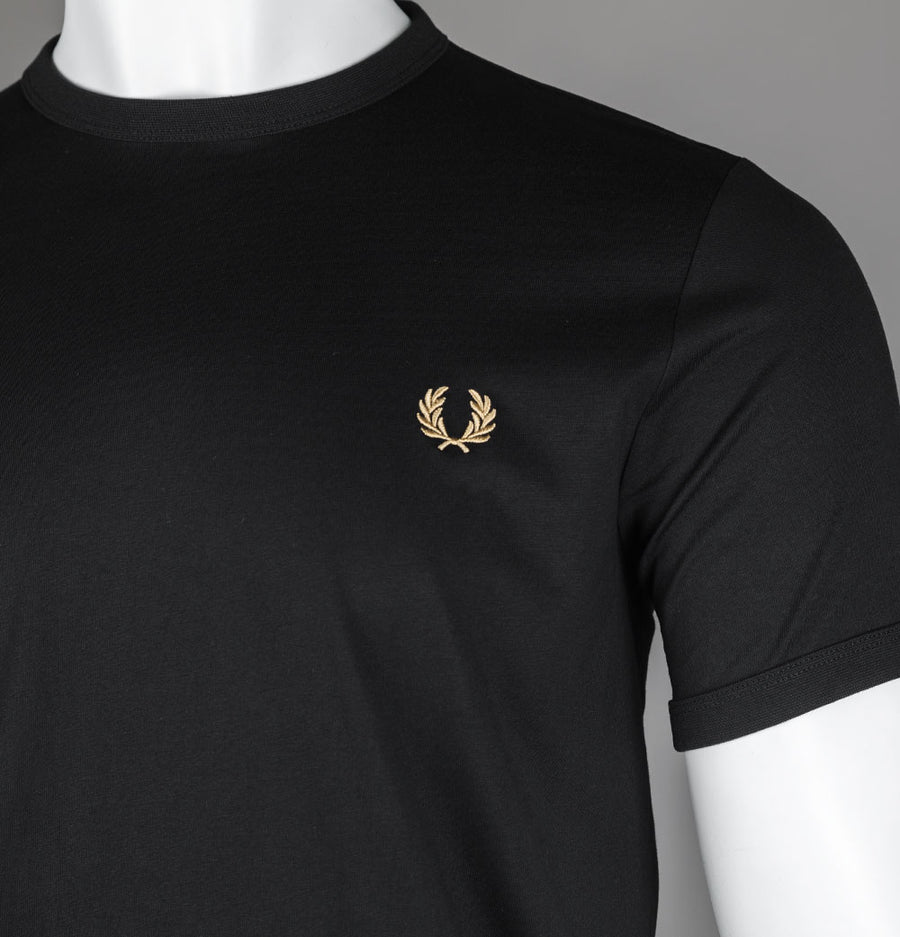 Fred Perry Ringer T-Shirt Black/Warm Stone