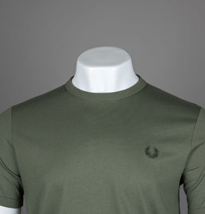 Fred Perry Ringer T-Shirt Laurel Wreath Green