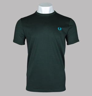 Fred Perry Ringer T-Shirt Night Green/Cyber Blue