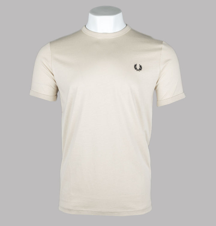 Fred Perry Ringer T-Shirt Oatmeal/Black