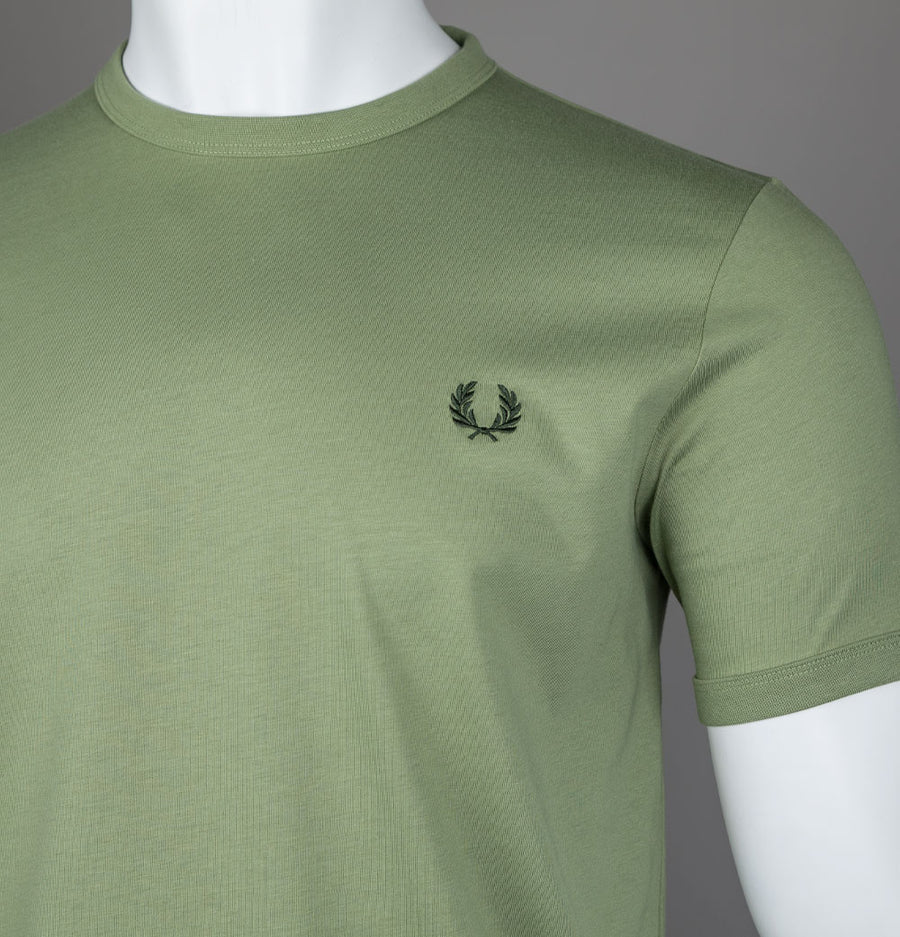Fred Perry Ringer T-Shirt Olive Mint