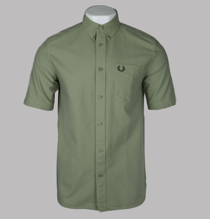 Fred Perry Short Sleeve Oxford Shirt Olive Mint