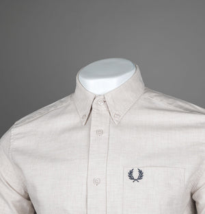 Fred Perry Short Sleeve Oxford Shirt Porridge Marl