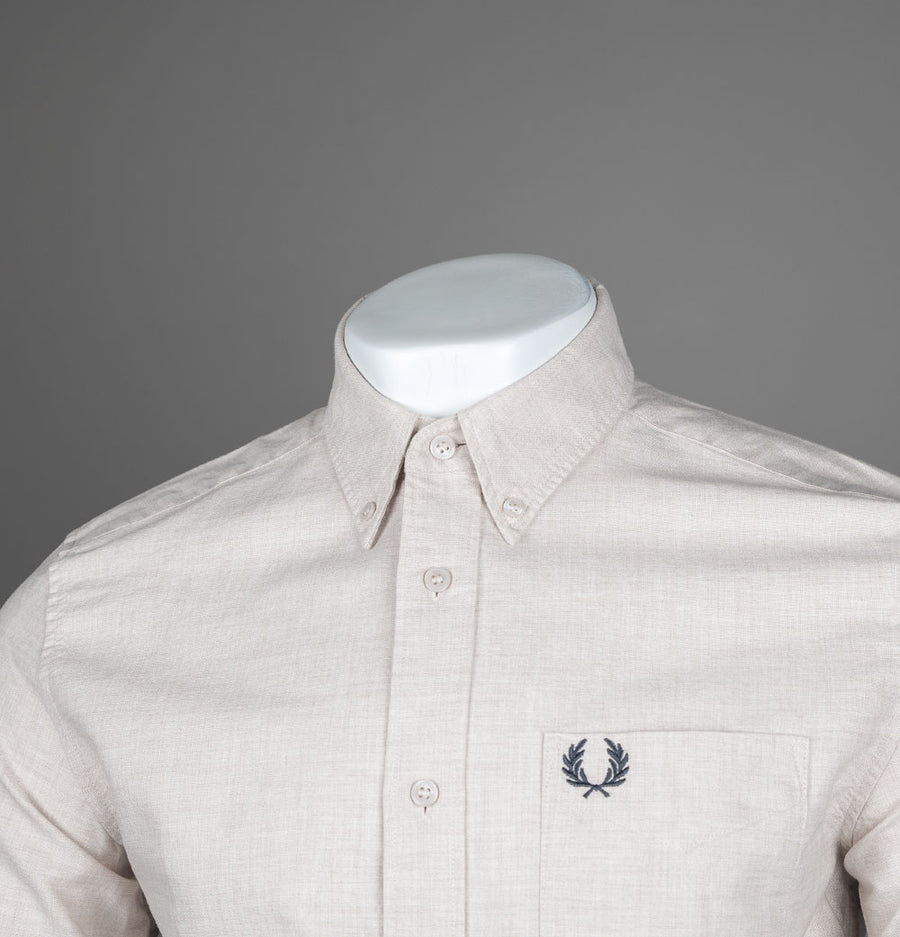 Fred Perry Short Sleeve Oxford Shirt Porridge Marl