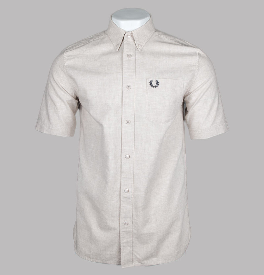 Fred Perry Short Sleeve Oxford Shirt Porridge Marl