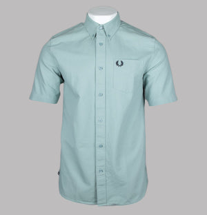 Fred Perry Short Sleeve Oxford Shirt Silver Blue