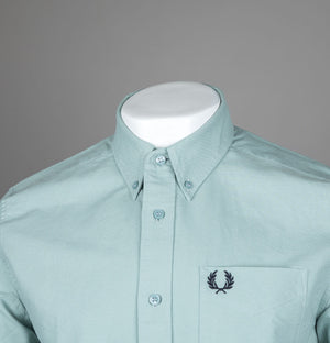 Fred Perry Short Sleeve Oxford Shirt Silver Blue