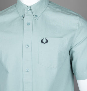 Fred Perry Short Sleeve Oxford Shirt Silver Blue