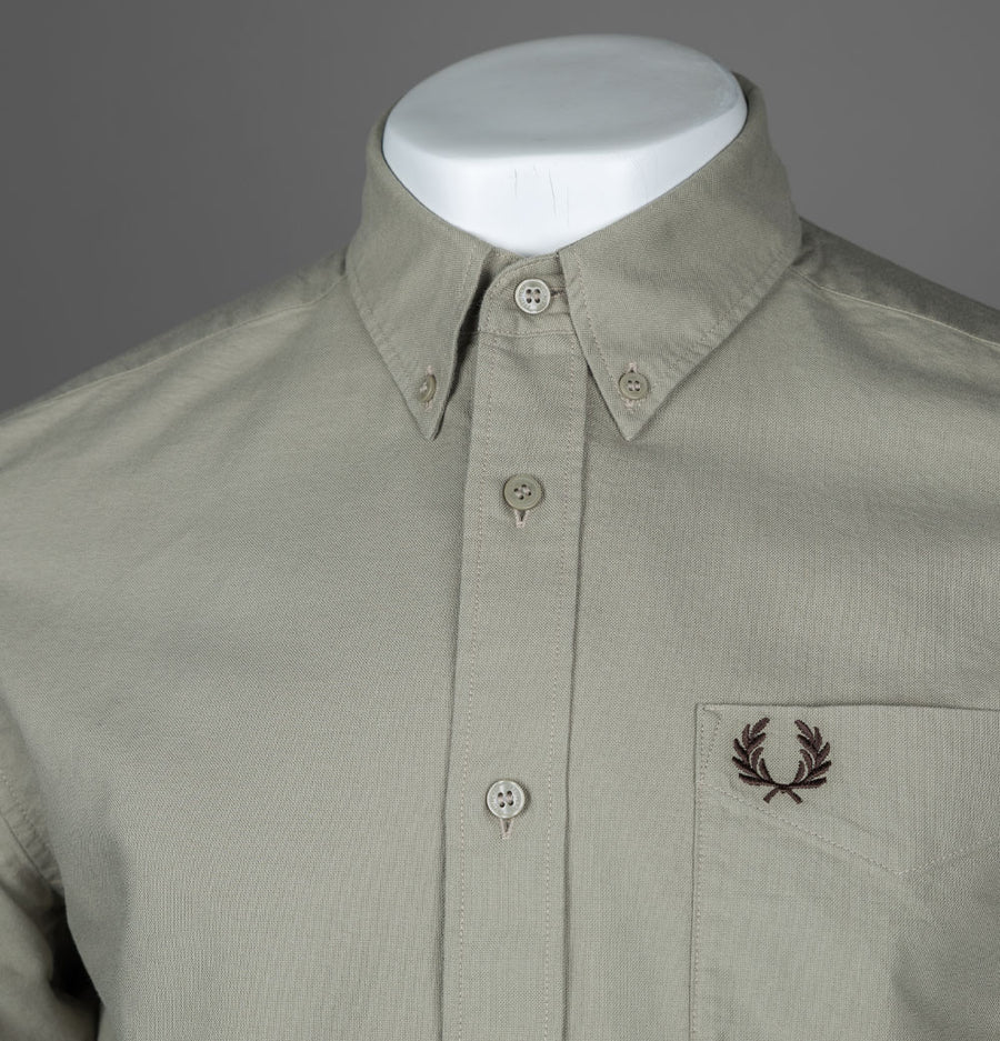 Fred Perry Short Sleeve Oxford Shirt Warm Grey