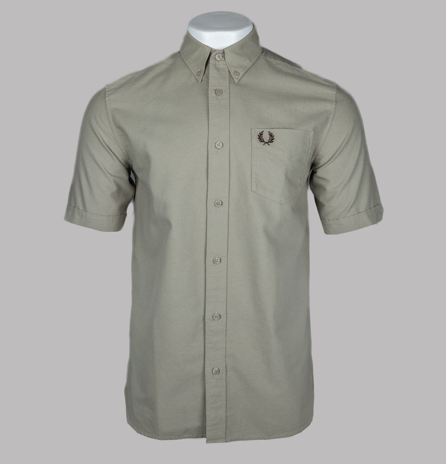 Fred Perry Short Sleeve Oxford Shirt Warm Grey