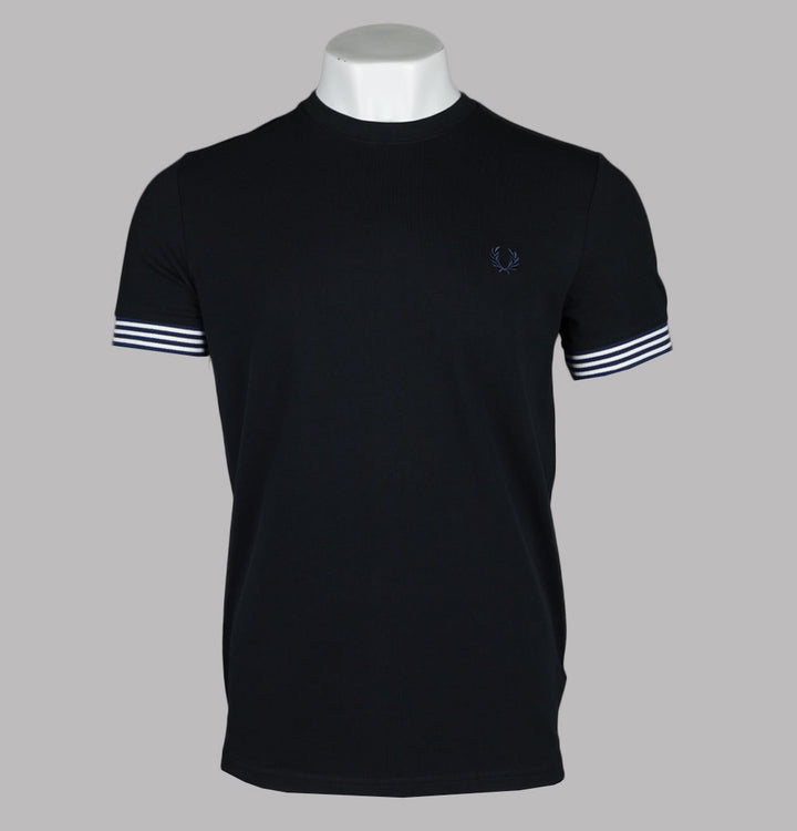 Fred Perry Striped Cuff T-Shirt Black/French Navy