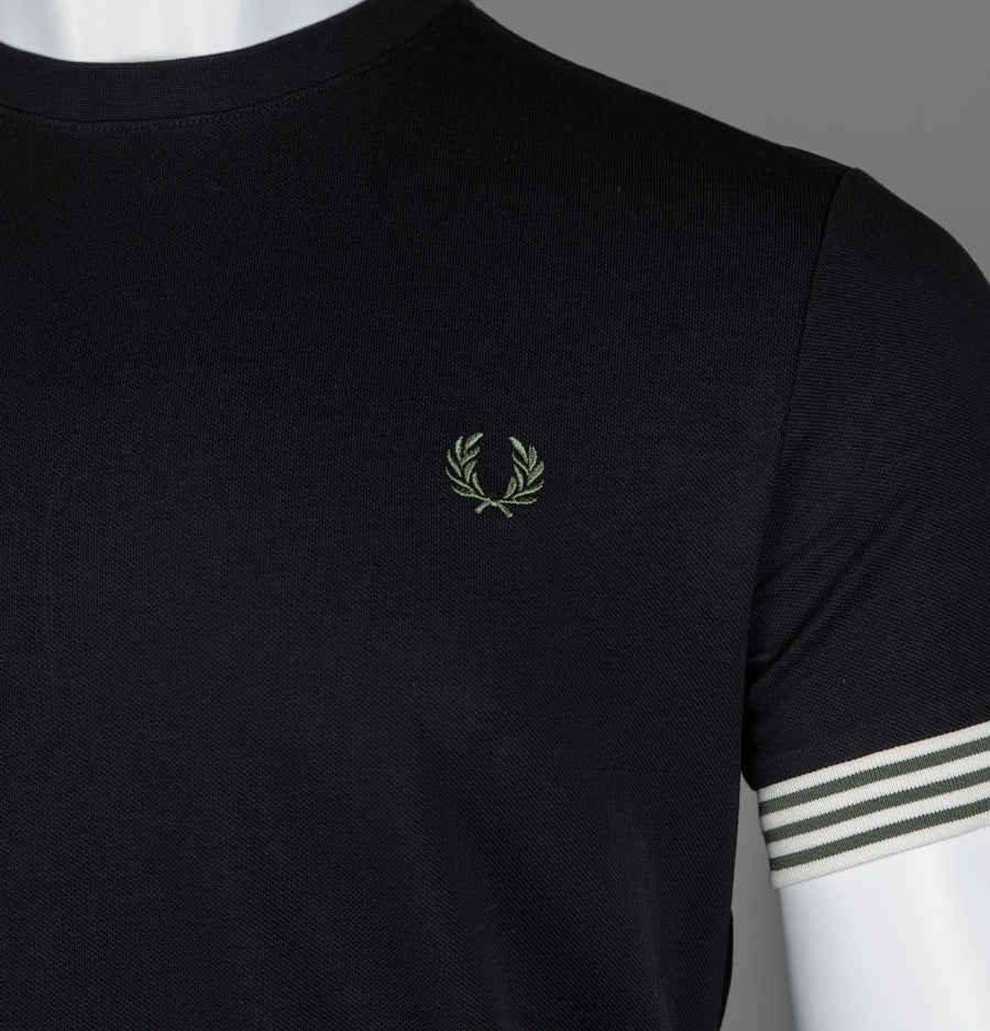 Fred Perry Striped Cuff T-Shirt Black/Green