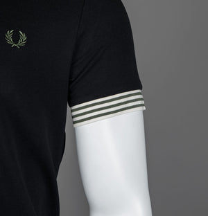 Fred Perry Striped Cuff T-Shirt Black/Green