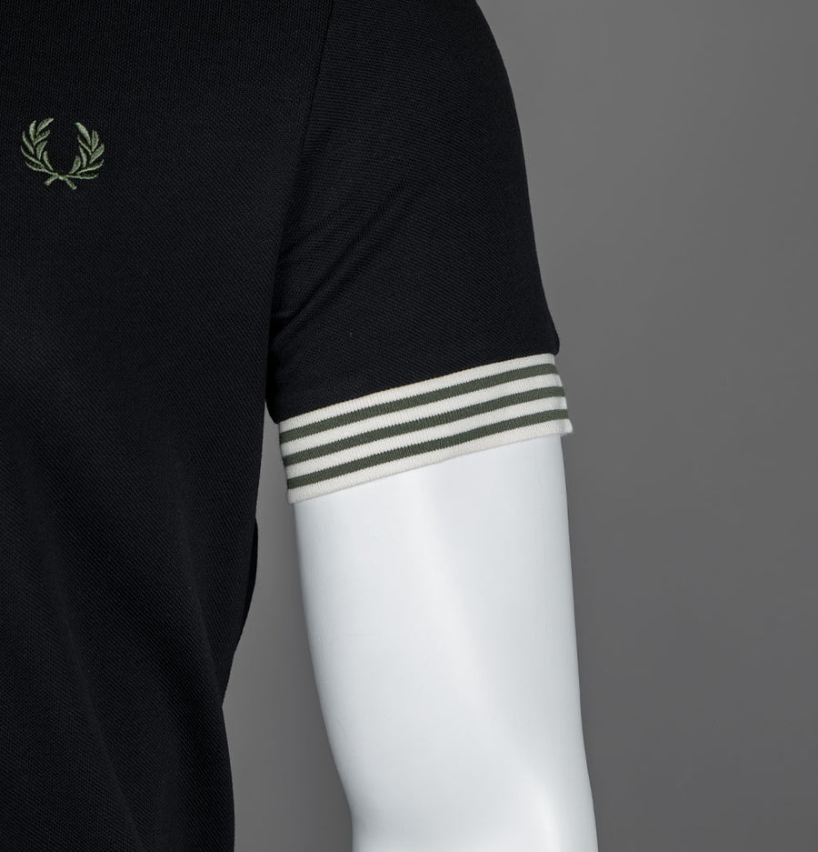 Fred Perry Striped Cuff T-Shirt Black/Green