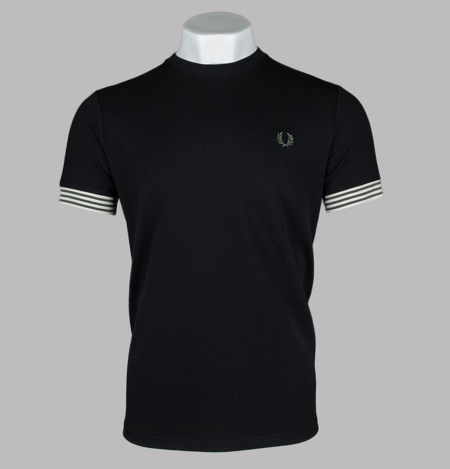 Fred Perry Striped Cuff T-Shirt Black/Green