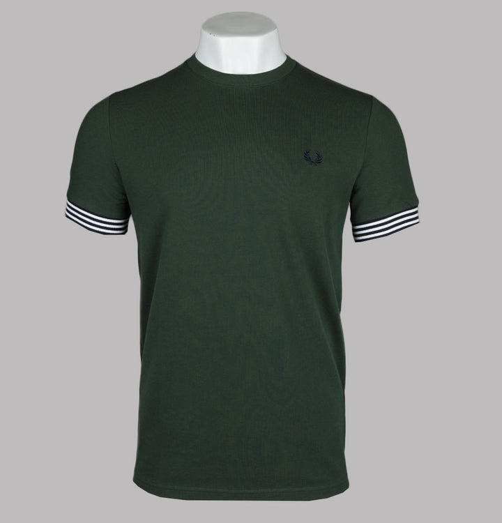 Fred Perry Striped Cuff T-Shirt Court Green