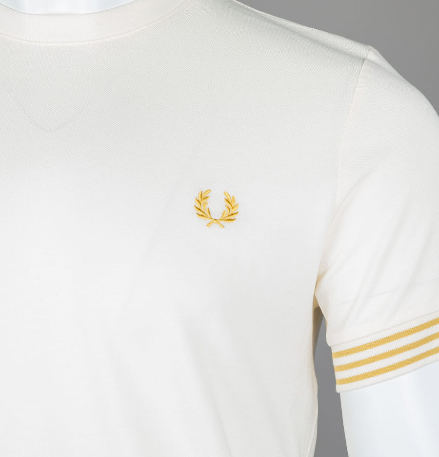 Fred Perry Striped Cuff T-Shirt Ecru/Honeycomb