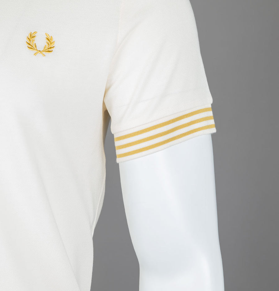 Fred Perry Striped Cuff T-Shirt Ecru/Honeycomb