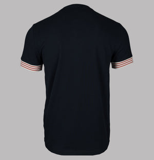 Fred Perry Striped Cuff T-Shirt Navy