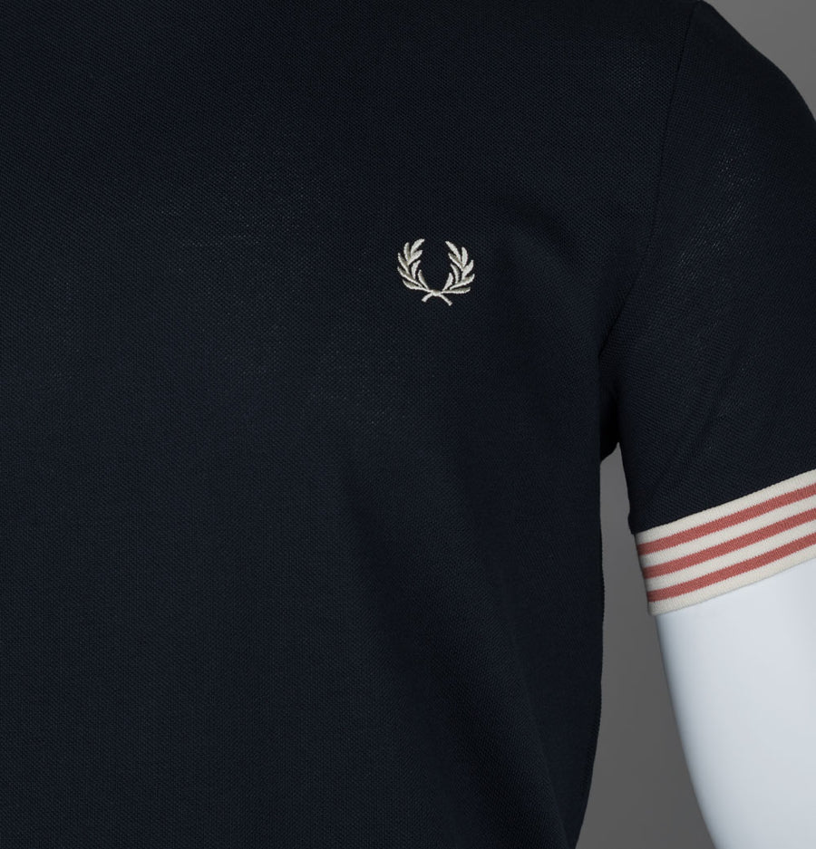 Fred Perry Striped Cuff T-Shirt Navy