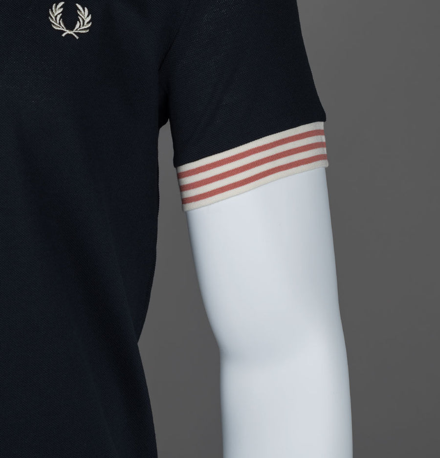 Fred Perry Striped Cuff T-Shirt Navy