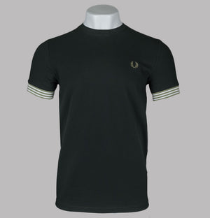 Fred Perry Striped Cuff T-Shirt Night Green