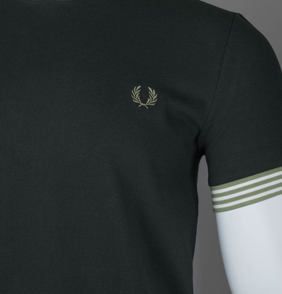 Fred Perry Striped Cuff T-Shirt Night Green