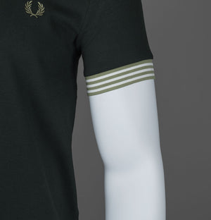 Fred Perry Striped Cuff T-Shirt Night Green