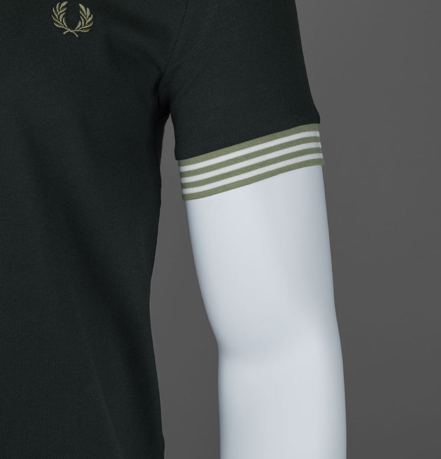 Fred Perry Striped Cuff T-Shirt Night Green