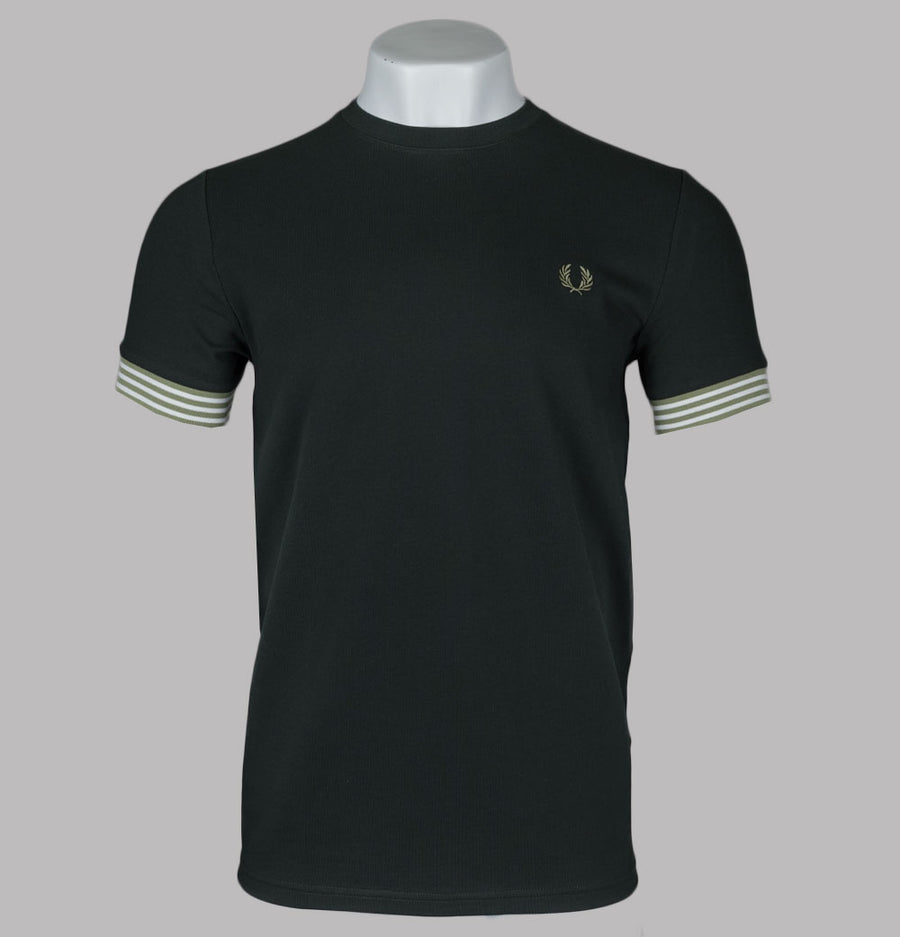 Fred Perry Striped Cuff T-Shirt Night Green