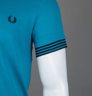 Fred Perry Striped Cuff T-Shirt Ocean