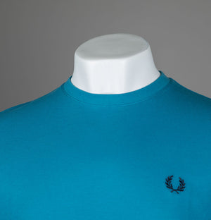 Fred Perry Striped Cuff T-Shirt Ocean