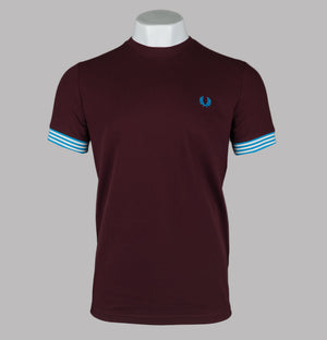 Fred Perry Striped Cuff T-Shirt Oxblood