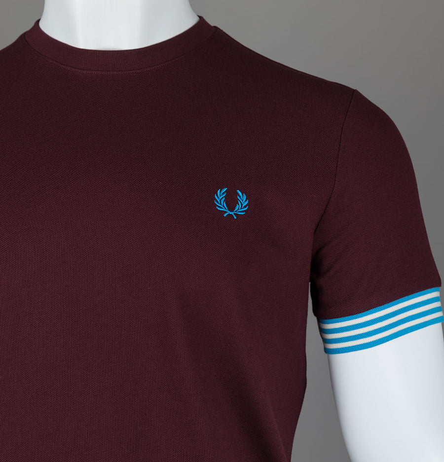 Fred Perry Striped Cuff T-Shirt Oxblood
