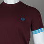 Fred Perry Striped Cuff T-Shirt Oxblood