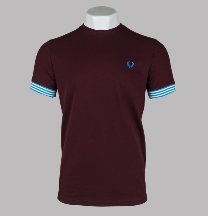 Fred Perry Striped Cuff T-Shirt Oxblood