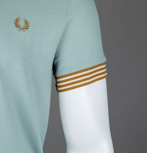 Fred Perry Striped Cuff T-Shirt Silver Blue