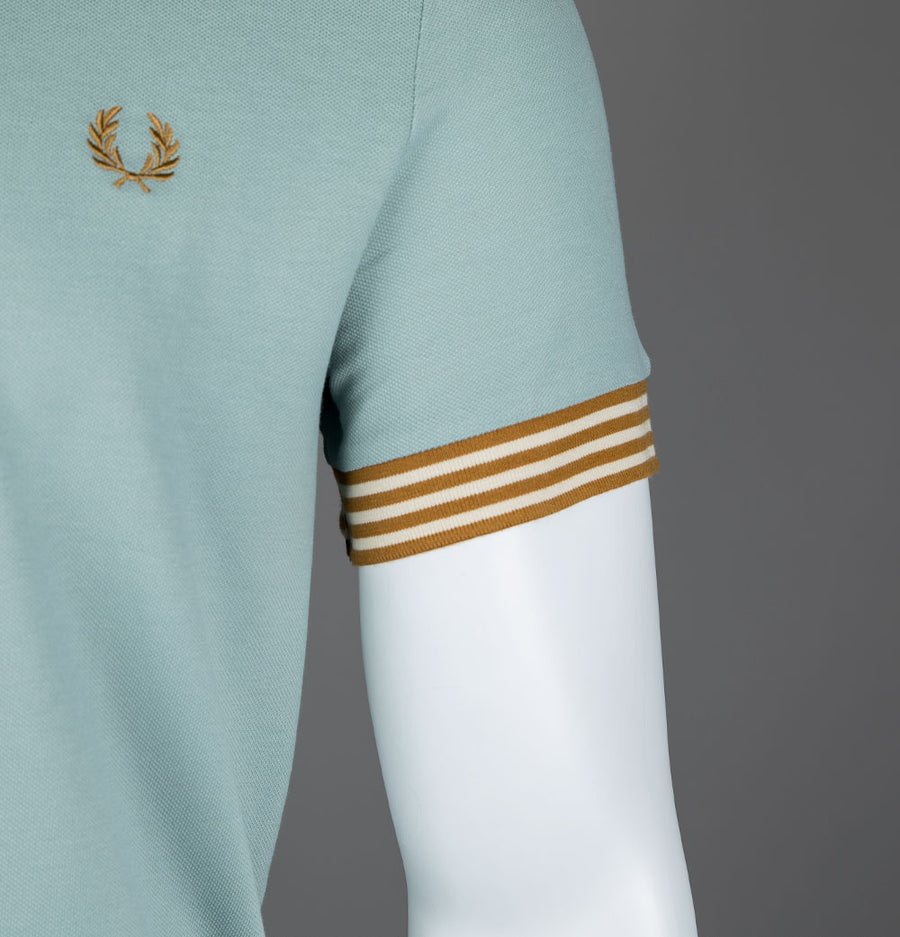 Fred Perry Striped Cuff T-Shirt Silver Blue