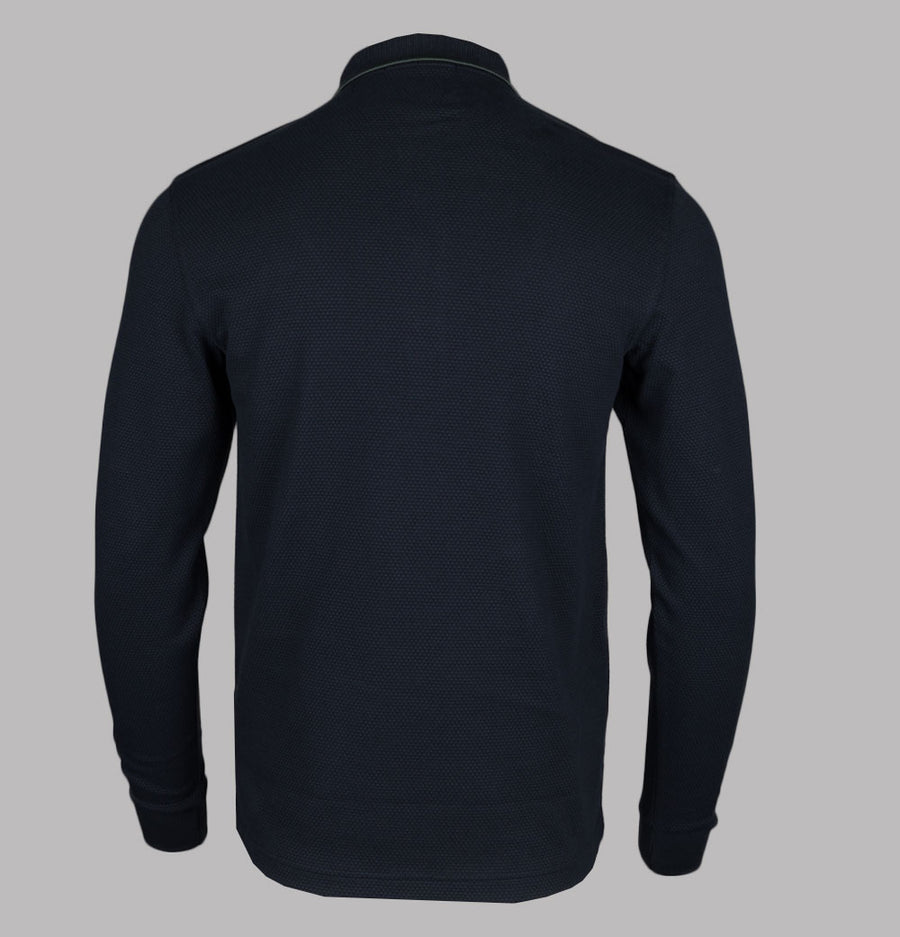 Fred Perry Textured LS Polo Shirt Navy