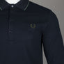 Fred Perry Textured LS Polo Shirt Navy