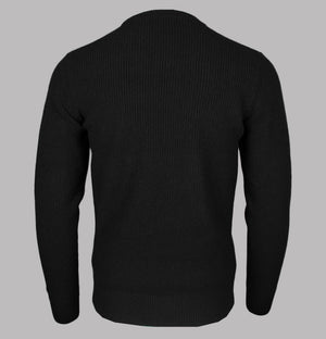 Fred Perry Textured Lambswool Jumper Black/Night Green