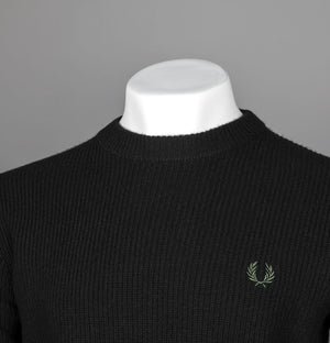 Fred Perry Textured Lambswool Jumper Black/Night Green