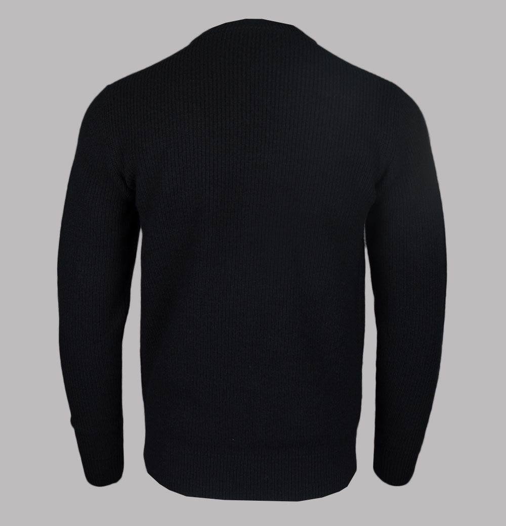 希少 FRED PERRY TEXTURED LAMBSWOOL JUMPER Fred Perry Textured Lambswool Jumper Black