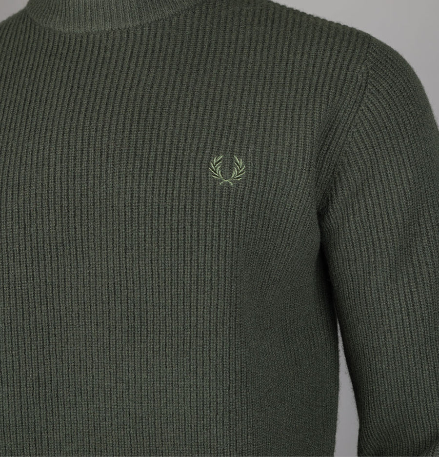 Fred Perry Textured Lambswool Jumper Hunting Green