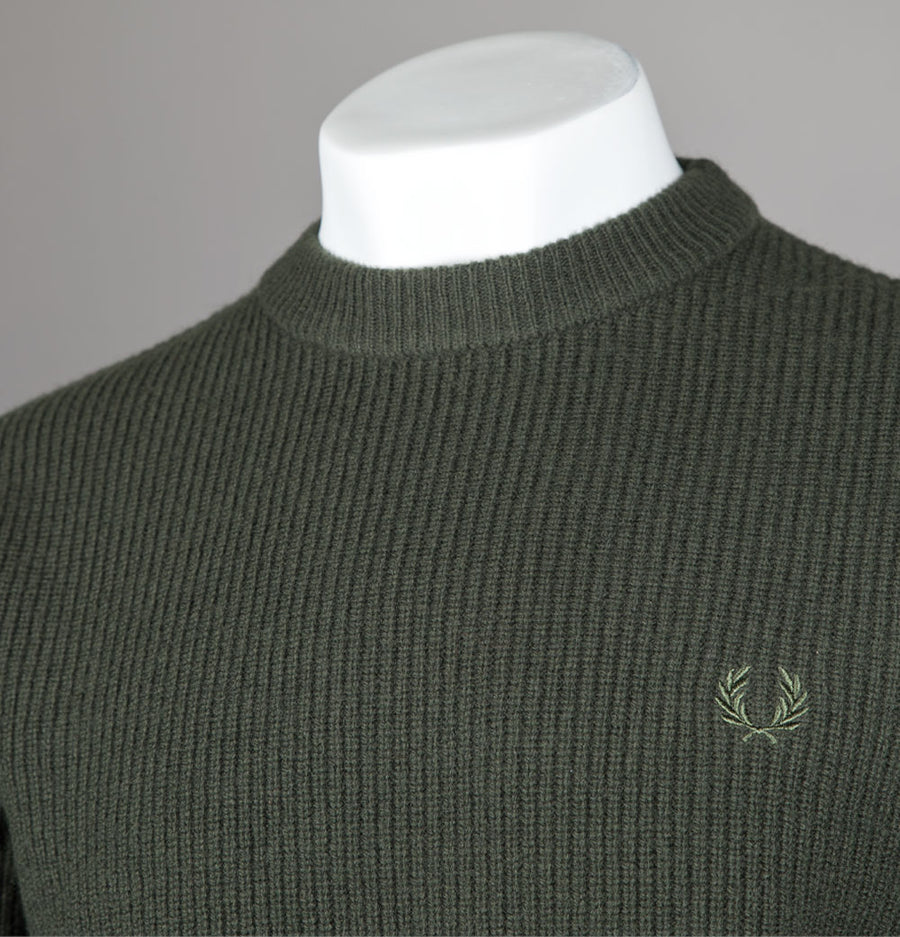 Fred Perry Textured Lambswool Jumper Hunting Green