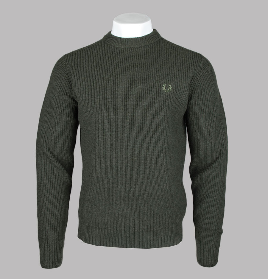 Fred Perry Textured Lambswool Jumper Hunting Green