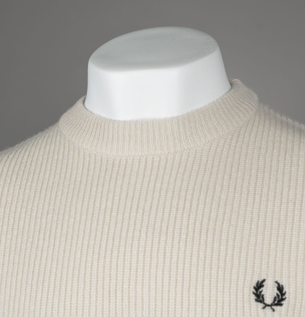 Fred Perry Textured Lambswool Jumper Oatmeal