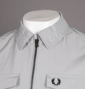 Fred Perry Textured Zip Through Overshirt Limestone