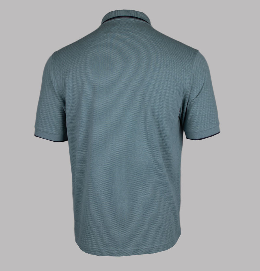 Fred Perry Textured Zip Through Polo Shirt Stockport Blue